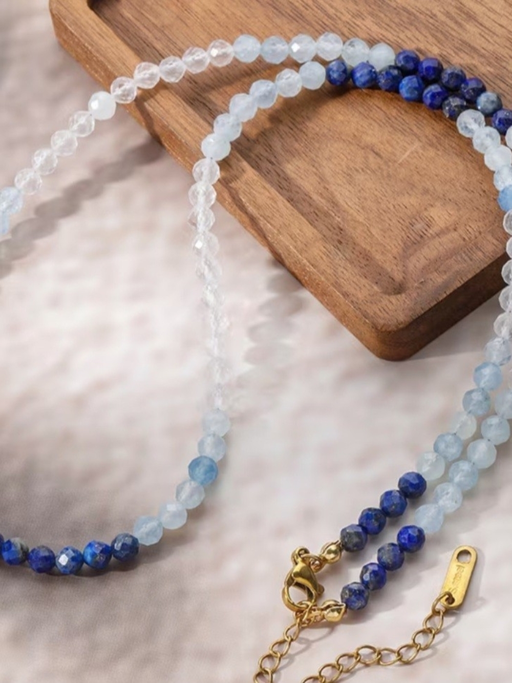 💙🤍NEW💙🤍 PRETTY!! 4MM SS Faceted Ombre LAPIS LAZULI Necklace